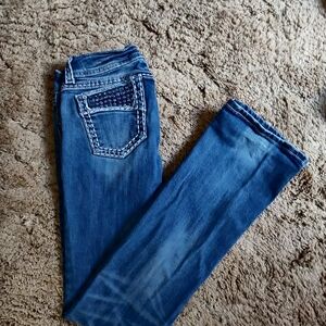 Miss Me Blue Boot Cut Jeans with Embellished Pocket